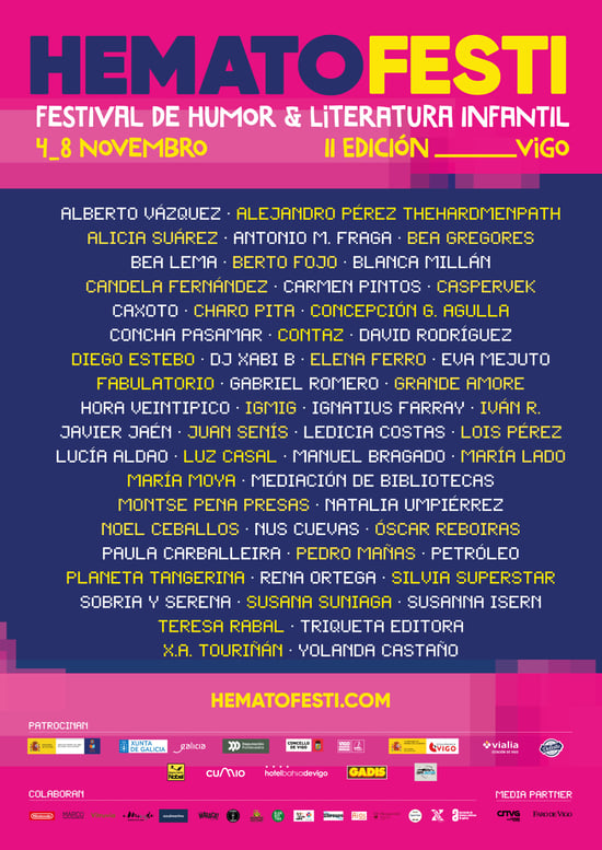 HEMATOFESTI 2025 VIGO HUMOR E LITERATURA INFANTIL GALICIA. DELEITE  GALEGO. XOSÉ ANTONIO TOURIÑÁN GRANDE AMORE IGNATIUS FARRAY LUZ CASAL